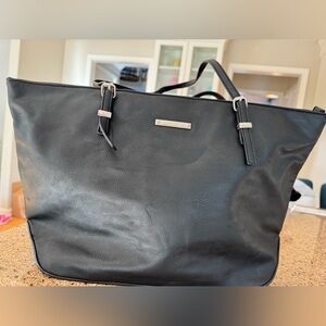 Nine West Black Leather Laptop/Tote Bag